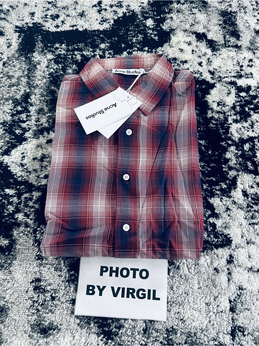 Acne Men’s Red Plaid Button-Up Short Sleeve Shirt NWT 100% Authentic Size S